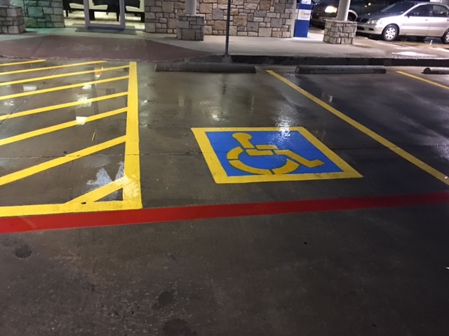 Handicap Stall Striping Yellow and Blue