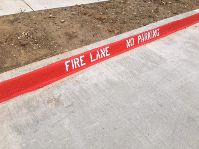 Pavement marking fire lanes
